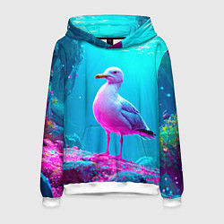 Толстовка-худи мужская Подводная чайка, цвет: 3D-белый