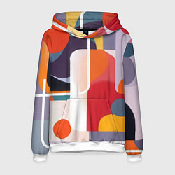 Толстовка-худи мужская Абстракция из фигур и линий, цвет: 3D-белый
