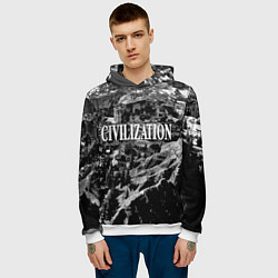 Толстовка-худи мужская Civilization - global strategy, цвет: 3D-белый — фото 2