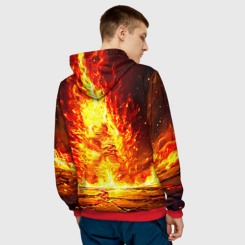 Мужская толстовка Баскетболист номер 28 в огне / 3D-Красный – фото 4