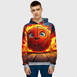 Толстовка-худи мужская Веселый баскетбольный мяч, цвет: 3D-меланж — фото 2