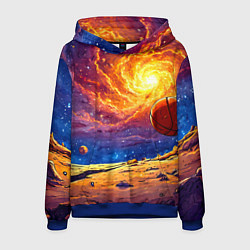 Толстовка-худи мужская Баскетбольный мяч и космос, цвет: 3D-синий