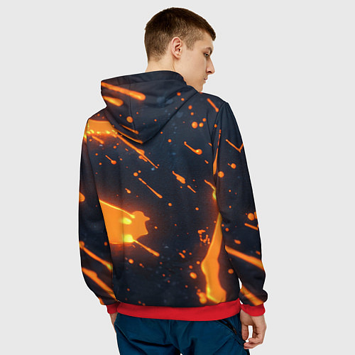 Мужская толстовка Оранжевая краска в движении / 3D-Красный – фото 4