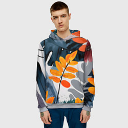 Толстовка-худи мужская Контрастные листья, цвет: 3D-меланж — фото 2