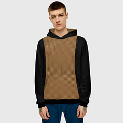 Толстовка-худи мужская Чёрный с коричневым в горошек, цвет: 3D-черный — фото 2