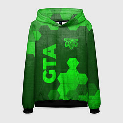 Толстовка-худи мужская GTA - green gradient вертикально, цвет: 3D-черный