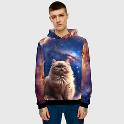 Толстовка-худи мужская Гималайская кошка в космосе, цвет: 3D-черный — фото 2