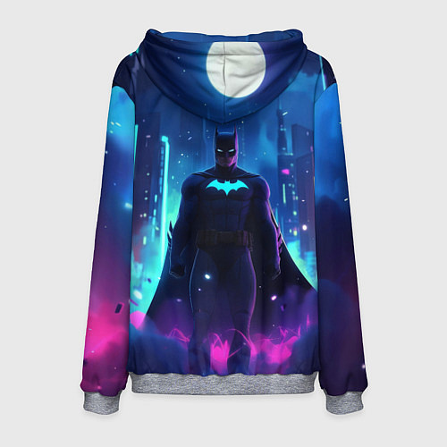 Мужская толстовка Бэтмен неоновый город / 3D-Меланж – фото 2