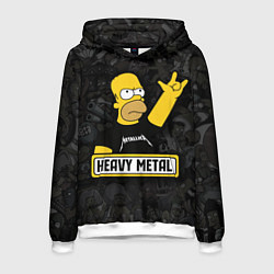 Толстовка-худи мужская Heavy metal Гомер симпсон, цвет: 3D-белый