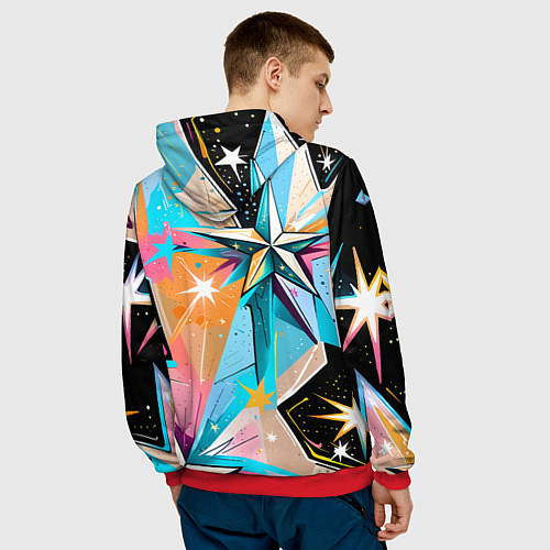 Мужская толстовка Граффити звезды / 3D-Красный – фото 4
