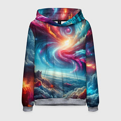 Толстовка-худи мужская Fantastic neon space landscape - ai art fantasy, цвет: 3D-меланж