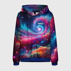 Толстовка-худи мужская Неоновая галактическая спираль - нейроарт, цвет: 3D-синий
