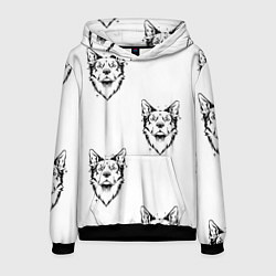 Толстовка-худи мужская Голова собаки, цвет: 3D-черный