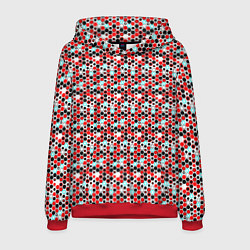 Толстовка-худи мужская Киберпанк шестиугольники красные, цвет: 3D-красный