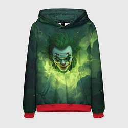 Толстовка-худи мужская Злой Джокер в зеленом дыму, цвет: 3D-красный