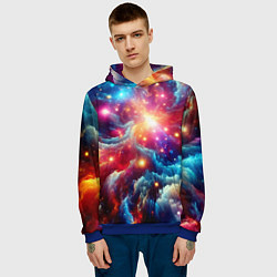 Толстовка-худи мужская Colorfull neon space clouds - ai art fantasy, цвет: 3D-синий — фото 2