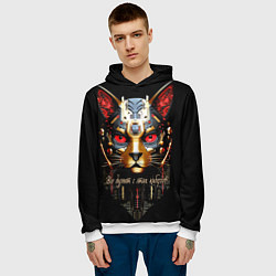 Толстовка-худи мужская Все дуреют с этих киборгов, цвет: 3D-белый — фото 2