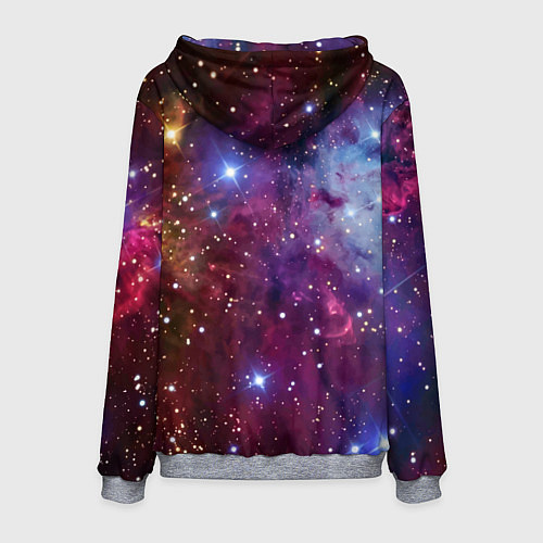 Мужская толстовка Котёнок в наушниках с мышкой в космосе / 3D-Меланж – фото 2