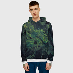 Толстовка-худи мужская Абстракция - green camouflage background, цвет: 3D-белый — фото 2