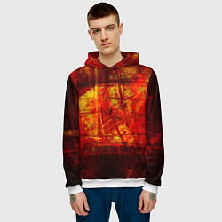 Толстовка-худи мужская Абстракция - red grunge tear, цвет: 3D-белый — фото 2