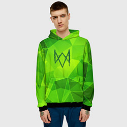Толстовка-худи мужская Watch Dogs green poly, цвет: 3D-черный — фото 2