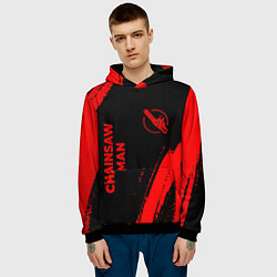Толстовка-худи мужская Chainsaw Man - red gradient вертикально, цвет: 3D-черный — фото 2