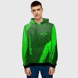 Толстовка-худи мужская Chevrolet - green gradient вертикально, цвет: 3D-черный — фото 2
