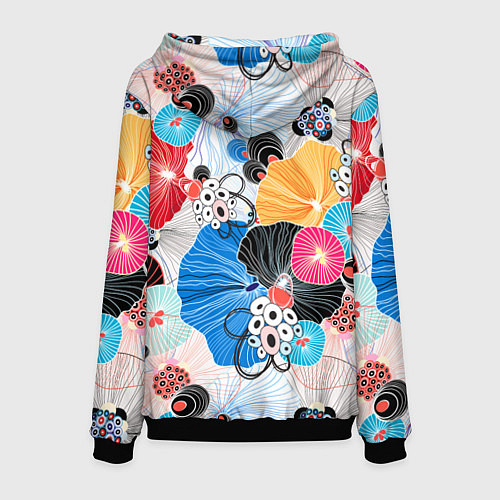 Мужская толстовка Цветы - абстрактные узоры / 3D-Черный – фото 2