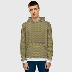 Толстовка-худи мужская Геометричный узор ёлочка, цвет: 3D-белый — фото 2