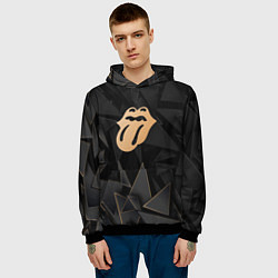 Толстовка-худи мужская Rolling Stones golden poly, цвет: 3D-черный — фото 2