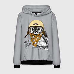 Толстовка-худи мужская Owl - wild crazy guy, цвет: 3D-черный