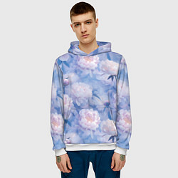 Толстовка-худи мужская Цветы в туманности, цвет: 3D-белый — фото 2