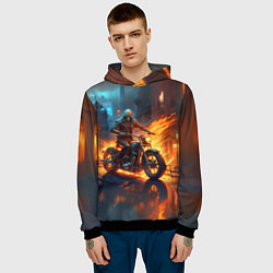 Толстовка-худи мужская Скелет байкер, цвет: 3D-черный — фото 2