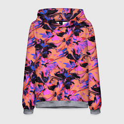 Толстовка-худи мужская Абстрактные цветы - текучая краска, цвет: 3D-меланж