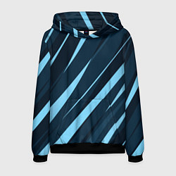 Толстовка-худи мужская Тёмный бирюзовый контрастные полосы, цвет: 3D-черный