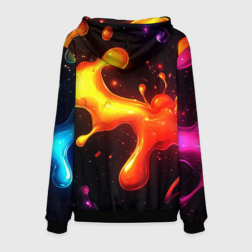 Мужская толстовка Радужные кляксы на черном фоне / 3D-Черный – фото 2
