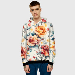 Толстовка-худи мужская Паттерн с переплетением цветов, цвет: 3D-черный — фото 2