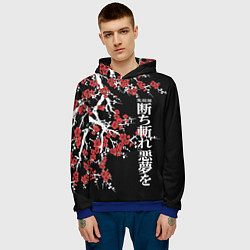 Толстовка-худи мужская Корпус бойни демонов - цветущая сакура, цвет: 3D-синий — фото 2