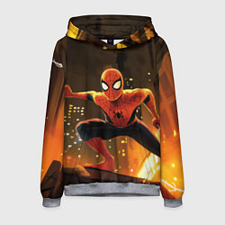 Толстовка-худи мужская Человек-паук пускает паутину, цвет: 3D-меланж