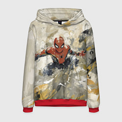 Толстовка-худи мужская Человек - паук маслом, цвет: 3D-красный