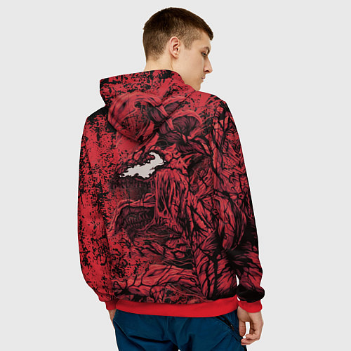 Мужская толстовка Красный веном текстура Карнажа / 3D-Красный – фото 4