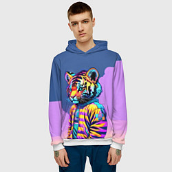 Толстовка-худи мужская Cool tiger cub - pop art, цвет: 3D-белый — фото 2