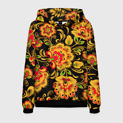 Толстовка-худи мужская Хохлома - роспись, цвет: 3D-черный