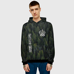 Толстовка-худи мужская Помни свои корни - лапа медведя печать Велеса, цвет: 3D-черный — фото 2
