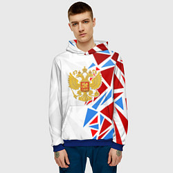 Толстовка-худи мужская Герб России - фрагментация цветов, цвет: 3D-синий — фото 2