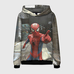 Толстовка-худи мужская Человек паук предупреждает, цвет: 3D-черный