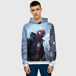 Толстовка-худи мужская Человек-паук в куртке, цвет: 3D-белый — фото 2