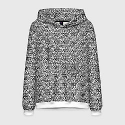 Толстовка-худи мужская Чёрно-белый текстурный, цвет: 3D-белый