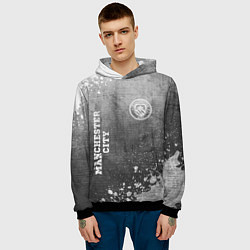 Толстовка-худи мужская Manchester City - grey gradient вертикально, цвет: 3D-черный — фото 2