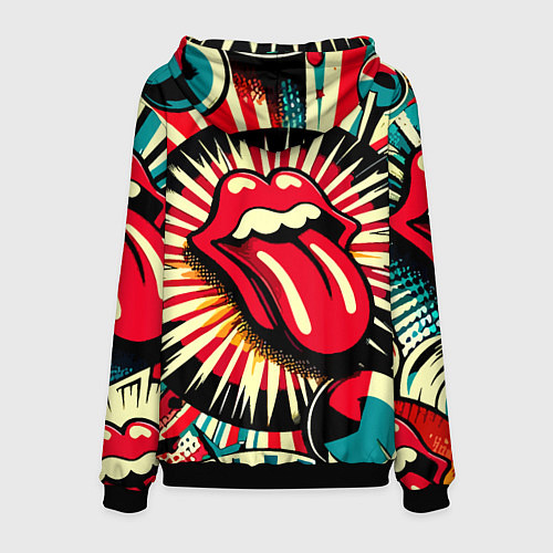 Мужская толстовка Logo of the Rolling Stones - pop art / 3D-Черный – фото 2